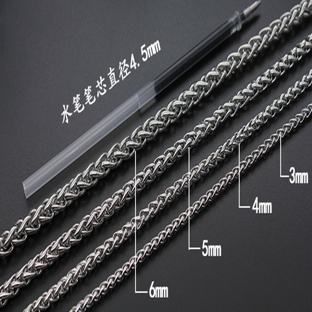 Man Women Stainless Steel 2mm/3mm/4mm/5mm Square Wheat Braided Chain Necklace