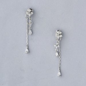 Sterling Silver Meteorite Flower Dangle Earrings