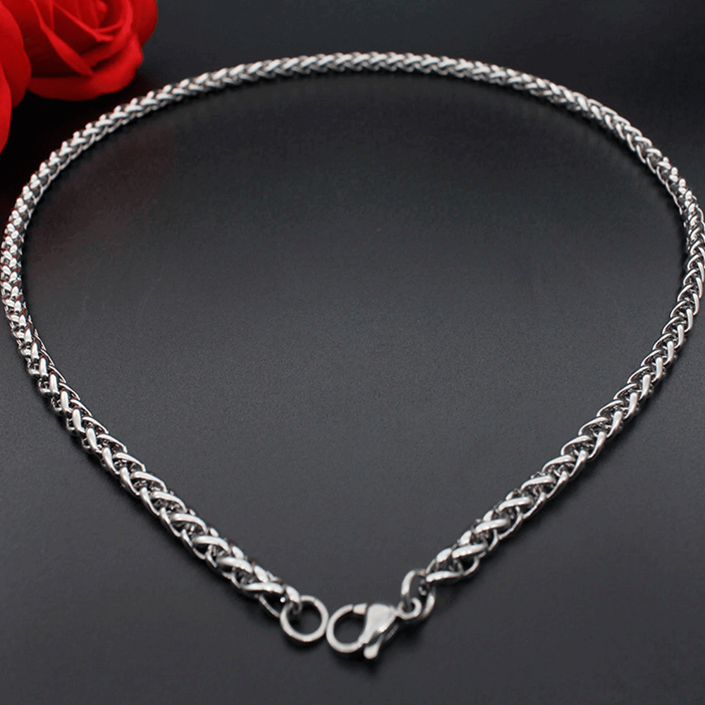 Man Women Stainless Steel 2mm/3mm/4mm/5mm Square Wheat Braided Chain Necklace