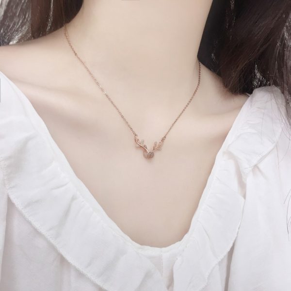 Rose Gold Antler Necklace